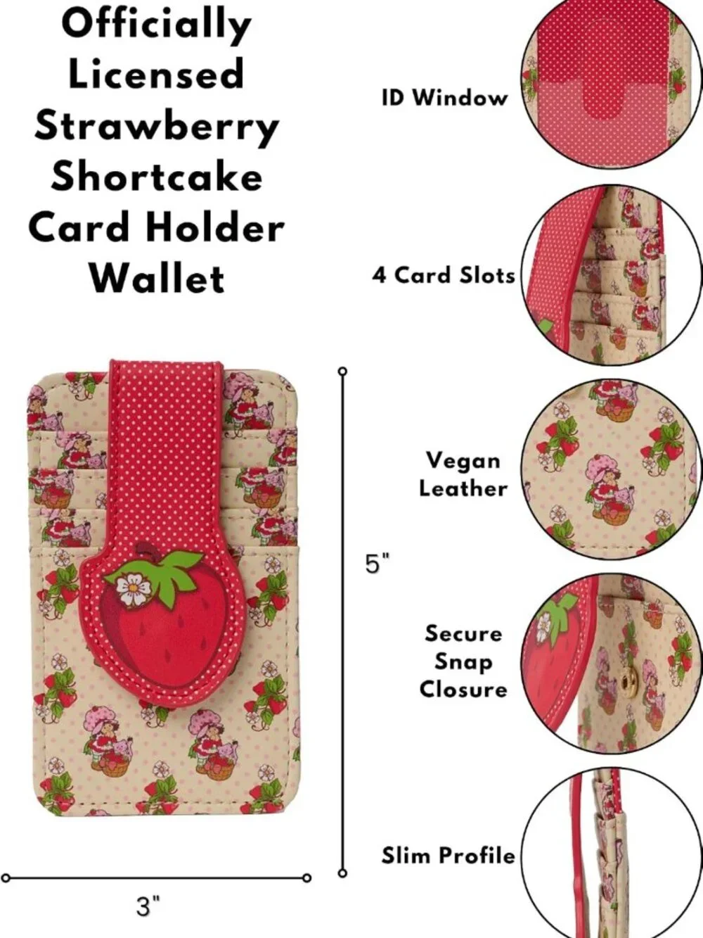 Chic Red Strawberry Shortcake Slim Wallet | Stylish Card Holder for Women